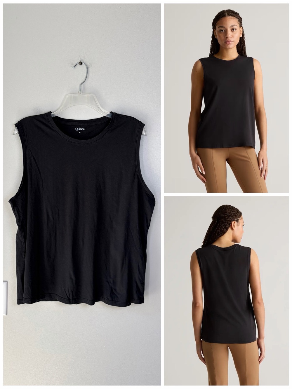 Quince Black Cotton Modal Muscle Tank Top Minimalist Capsule Wardrobe Basics